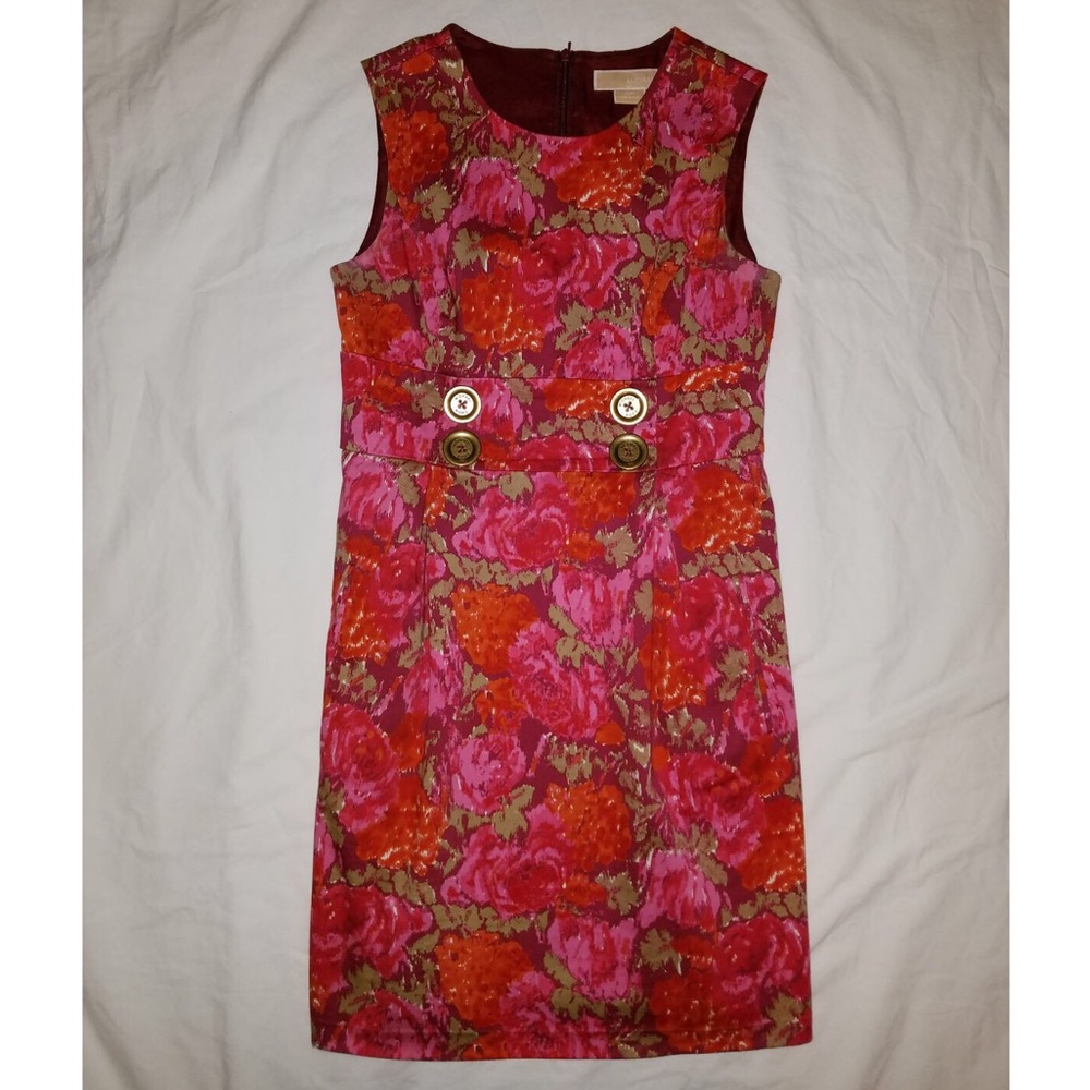 MICHAEL KORS  Red Pink & Gold Mini Dress, Size 4P